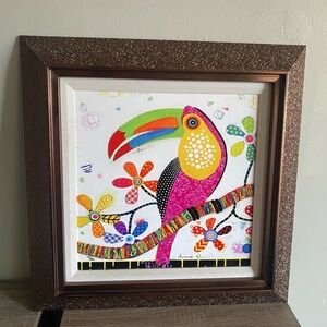 Set of 2 Colorful Framed Art Prints by Donna B Toucan & Zebra–Vibrant Wall Decor